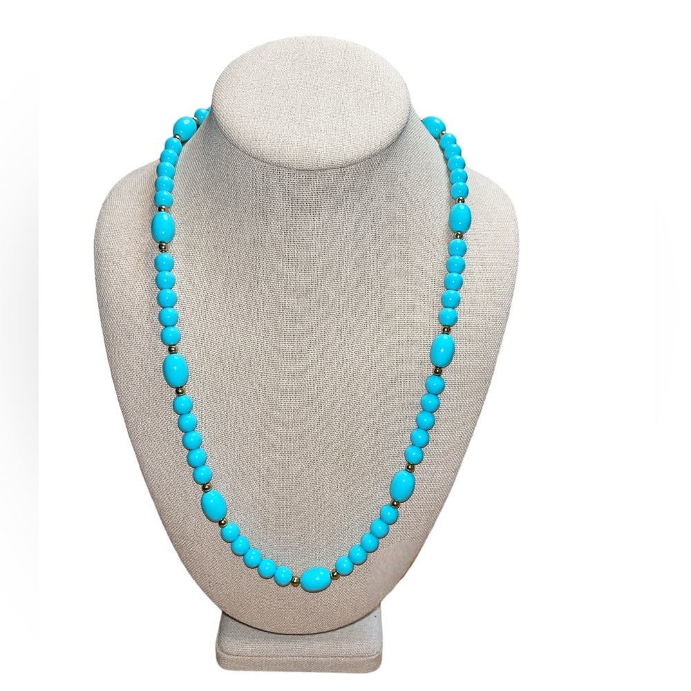 Vibrant Light Blue Beaded Necklace